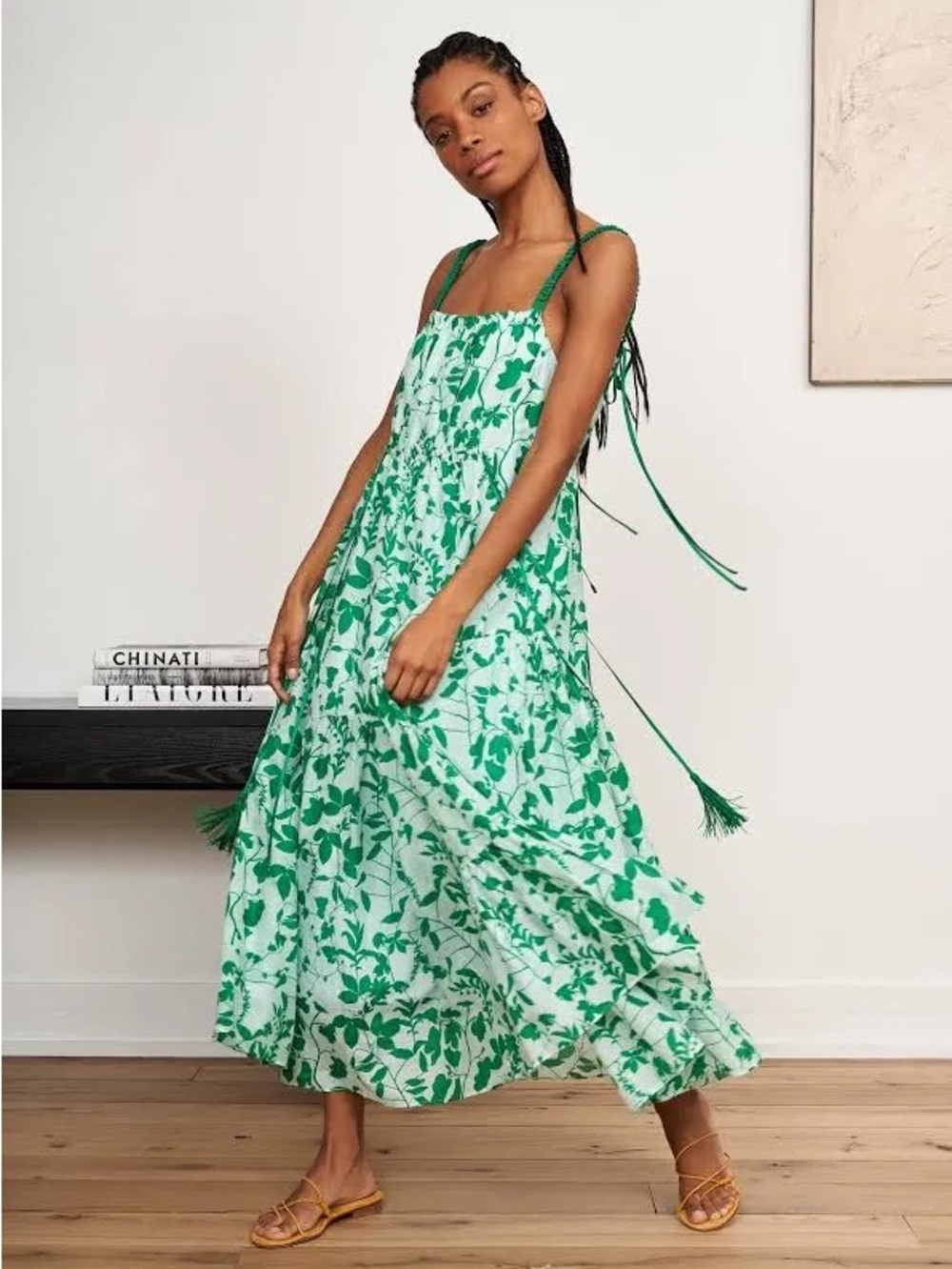 La Ligne Ines Tiered Adjustable Shoulder & Waist Versatile Midi Dress Size Small